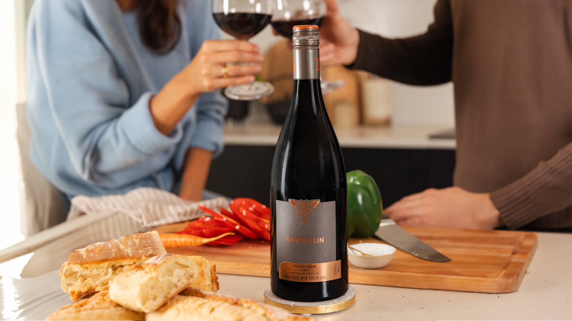 A bottle of Inniskillin Pinot Noir being enjoyed.